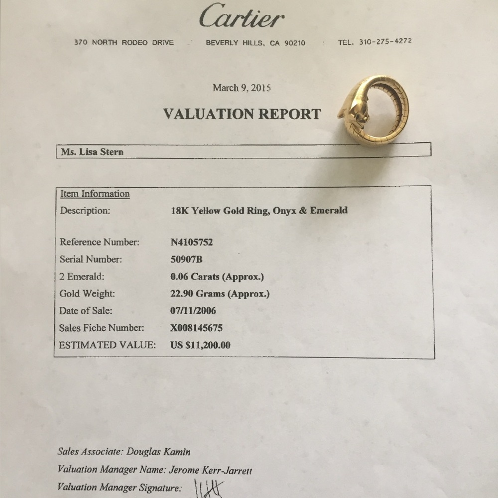 💫Cartier💫 Panther💫Tubugas Ring 18k Yellow Gold/Emerald Eyes/Black Onyx Nose - Picture 11 of 12